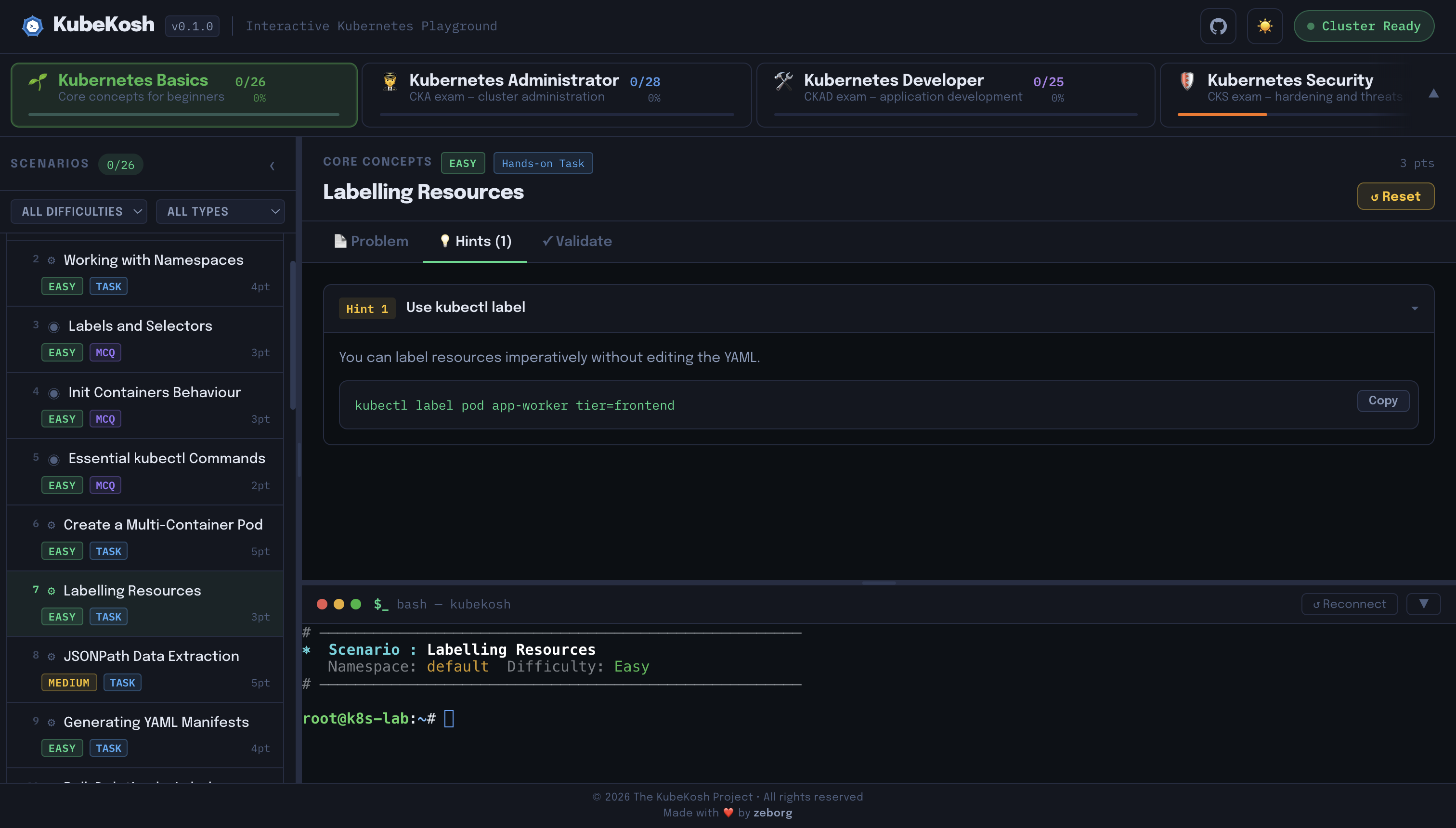 Contextual hints with copy-ready commands