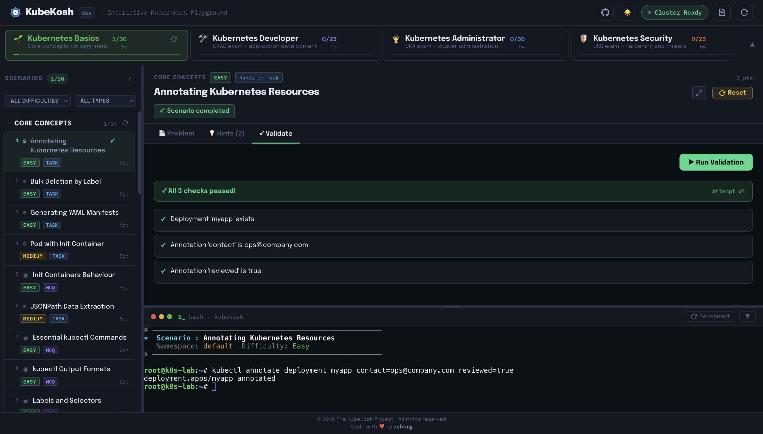 Automated validation — all checks passed